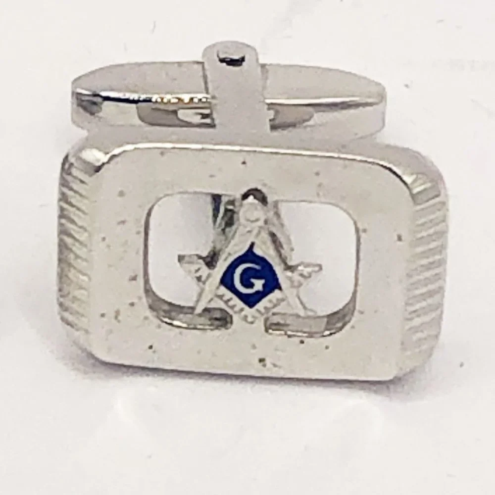 Vintage Foster Masonic Cuff Links | Silver-Tone Freemason Square & Compasses